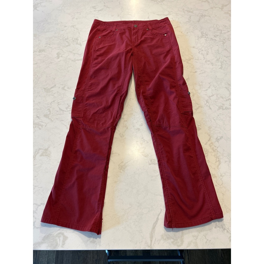 Kuhl Cargo Pants Women's 10 Reg Red Straight Leg Hiking Outdoor Pockets Gorpcore